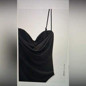 Zara Black Draped Bodysuit - Size XS